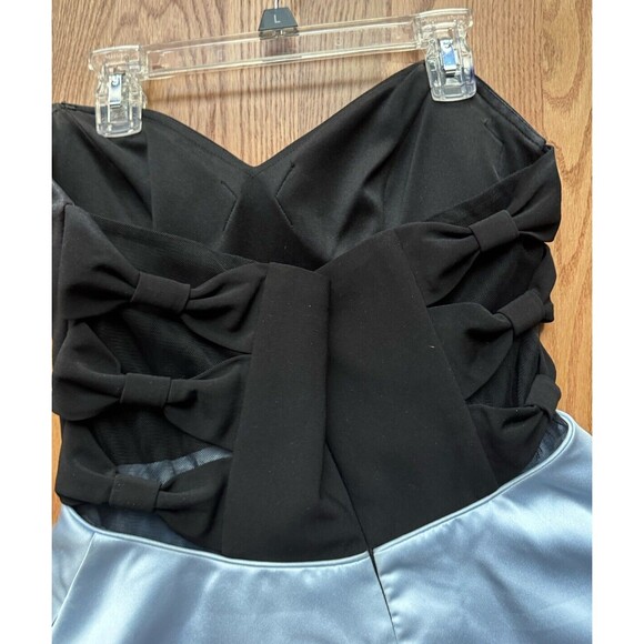 Blondie‎ Nites Party Dress Junior Size 7 Black Top Blue Satin Bottom Mini - Picture 6 of 10